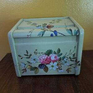 Floral Decorative Recipe Box - Cream